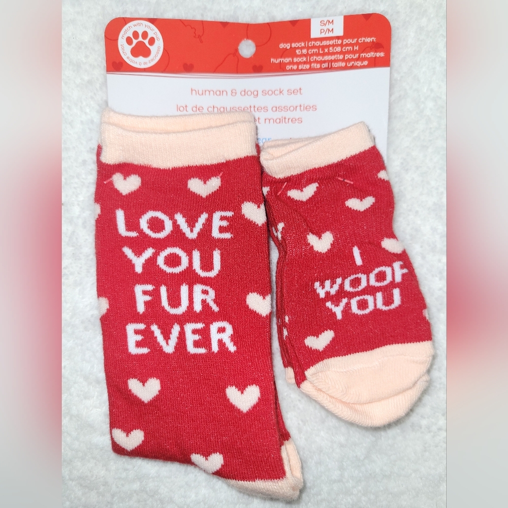 🆕️ Little Pear by Pearhead Red Heart Dog Human Socks Set Mens Ladies Pet Lovers